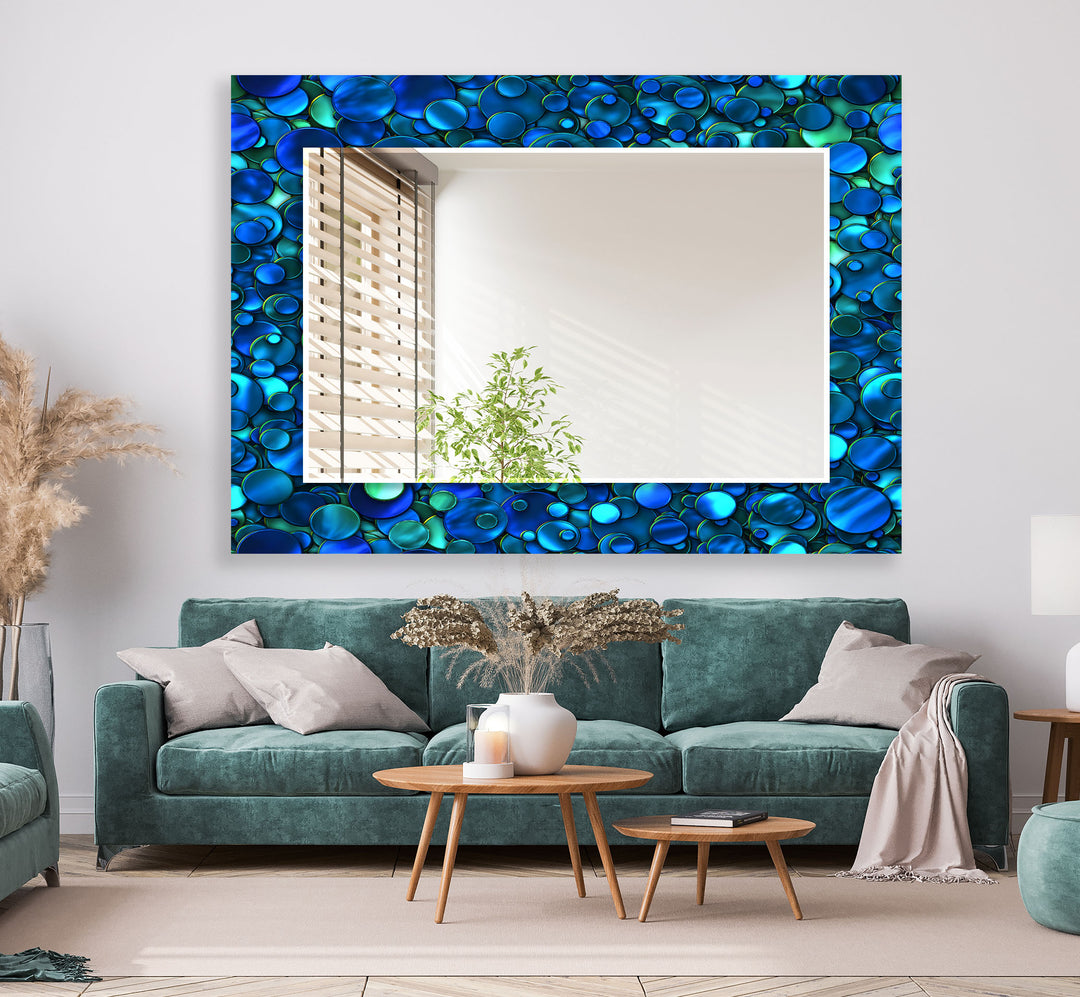 Ocean Blue Mosaic Wall Mirror Rectangle Wall Mirror
