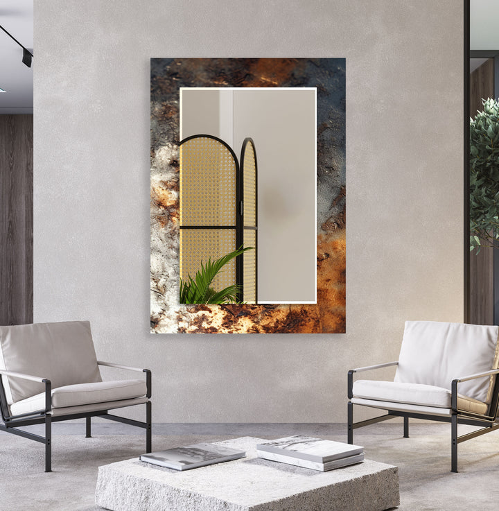 Bronze & Silver Abstract Wall Mirror Black Wall Mirror
