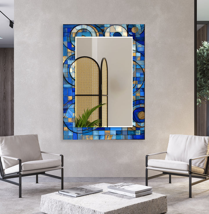 Geometric Blue Wall Mirror wall decorative mirror
