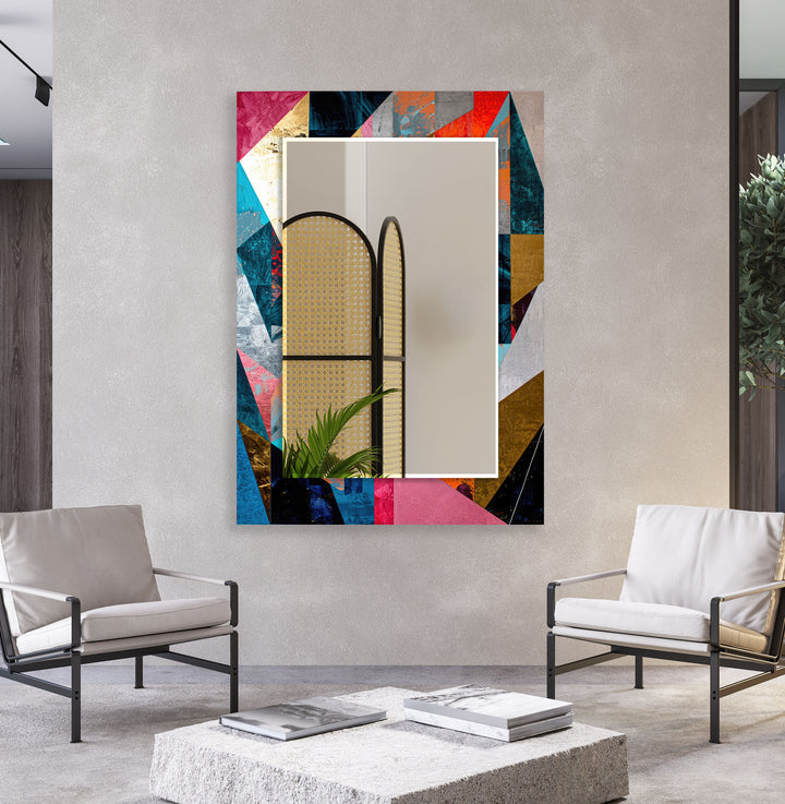 Colorful Geometric Shapes Wall Mirror mirror art
