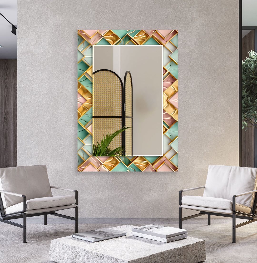 Geometrical Shapes Mosaic Round Wall Mirror Modern Wall Mirror
