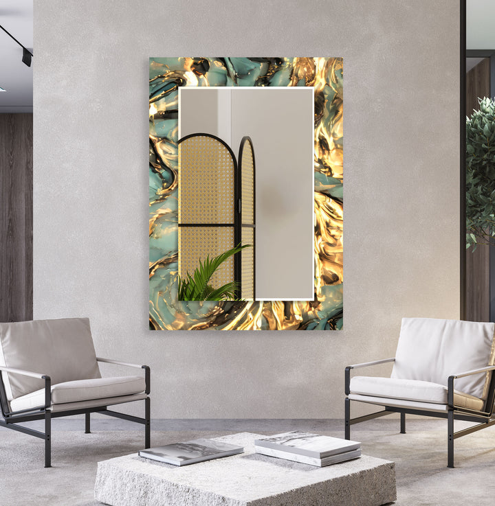 Green Abstract Wall Mirrors