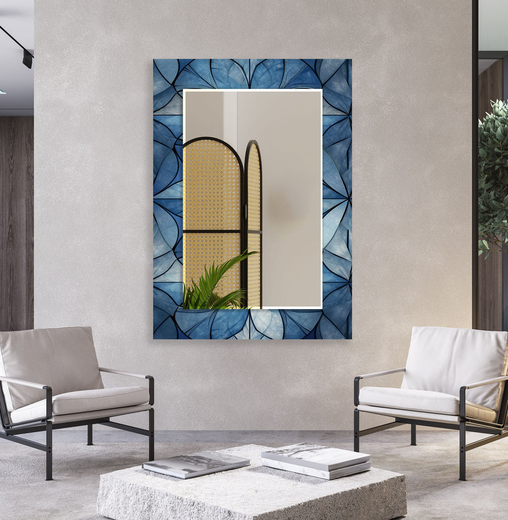 Mosaic Blue Wall Mirror Stained Glass Wall Mirror
