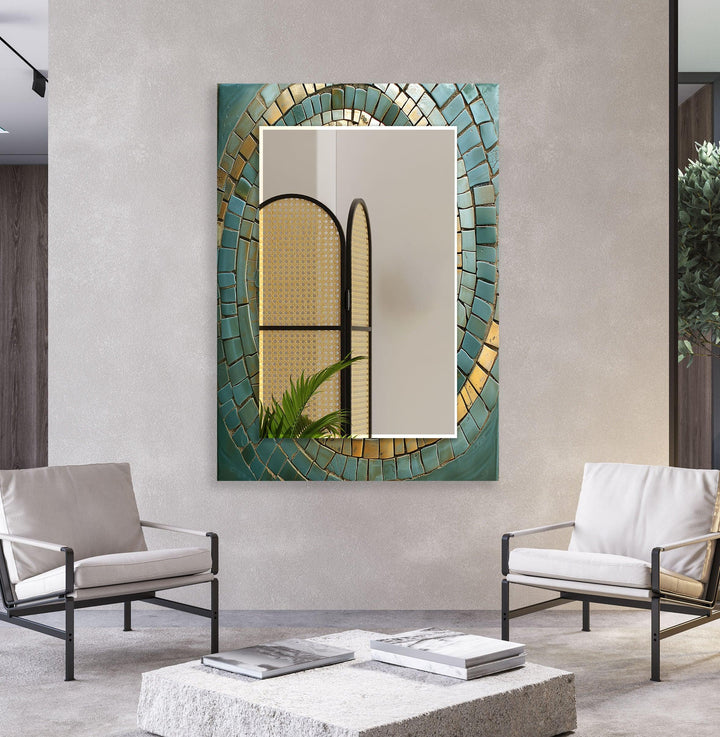 Green and Yellow Mosaic Wall Mirrors large floor mirror
