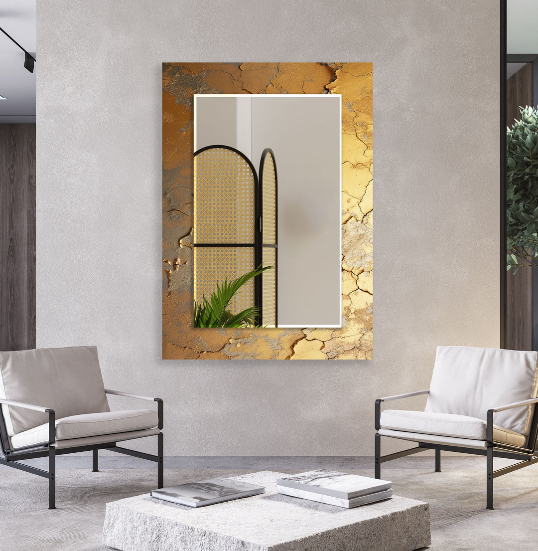 Gold Abstract Cracked Wall Mirror gold wall mirror
