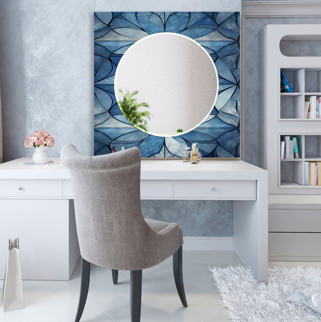 Mosaic Blue Wall Mirror gold frame mirror
