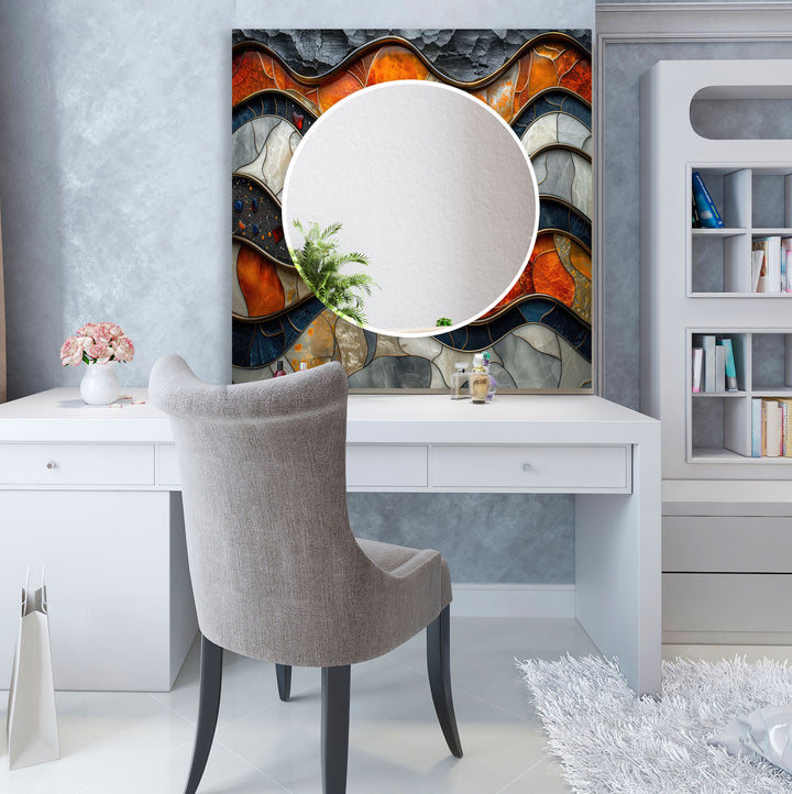 Marble Effect Orange Abstract Wall Mirror Abstract Wall Mirror
