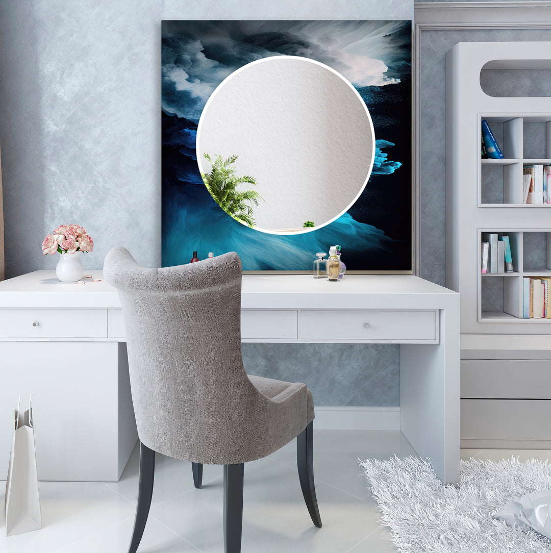 Blue White Smoke Wall Mirror Full Length Mirror Abstract Mirror
