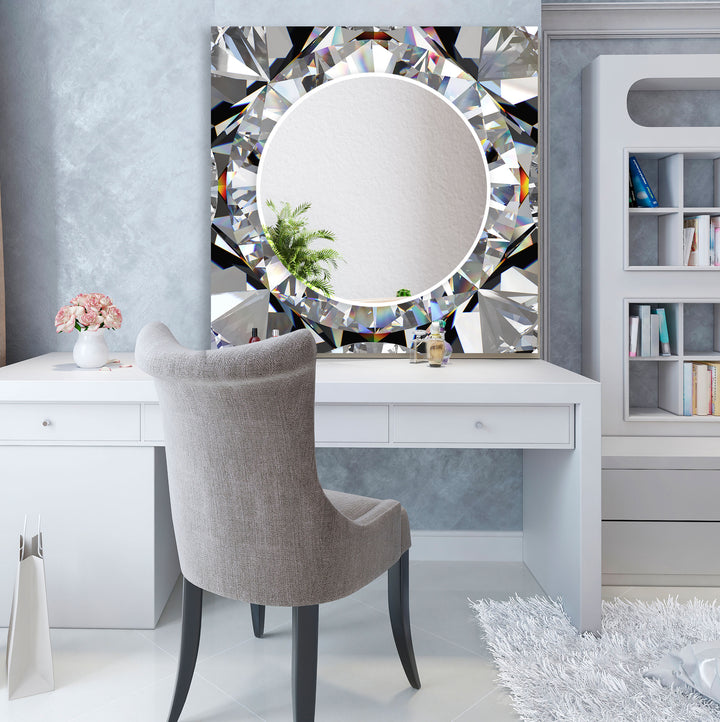 Diamond Effect Round Wall Mirror Square Mirror
