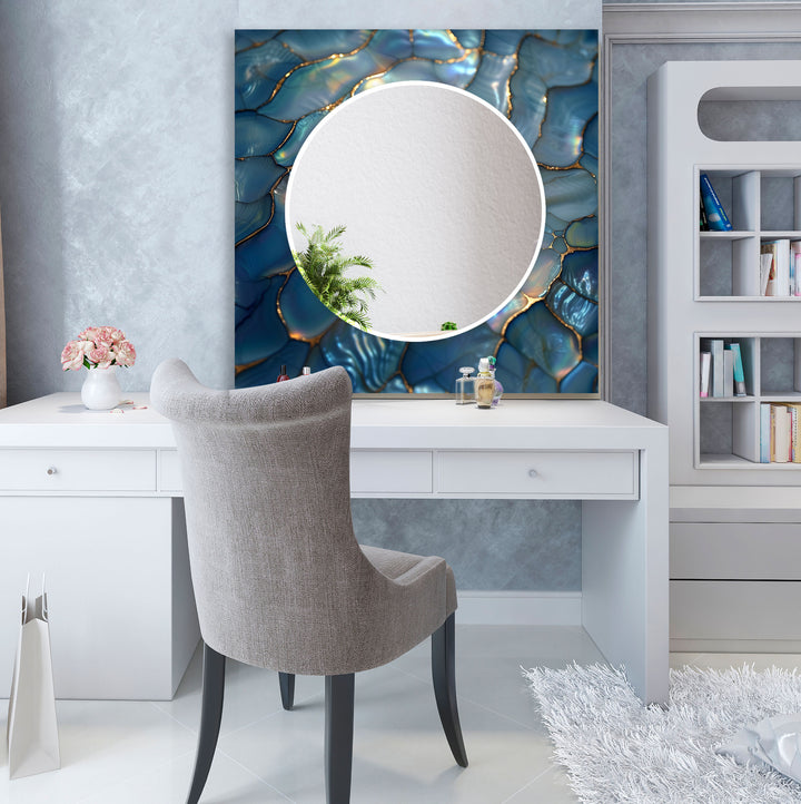 Cracked Blue & Golden Wall Mirror living room mirror
