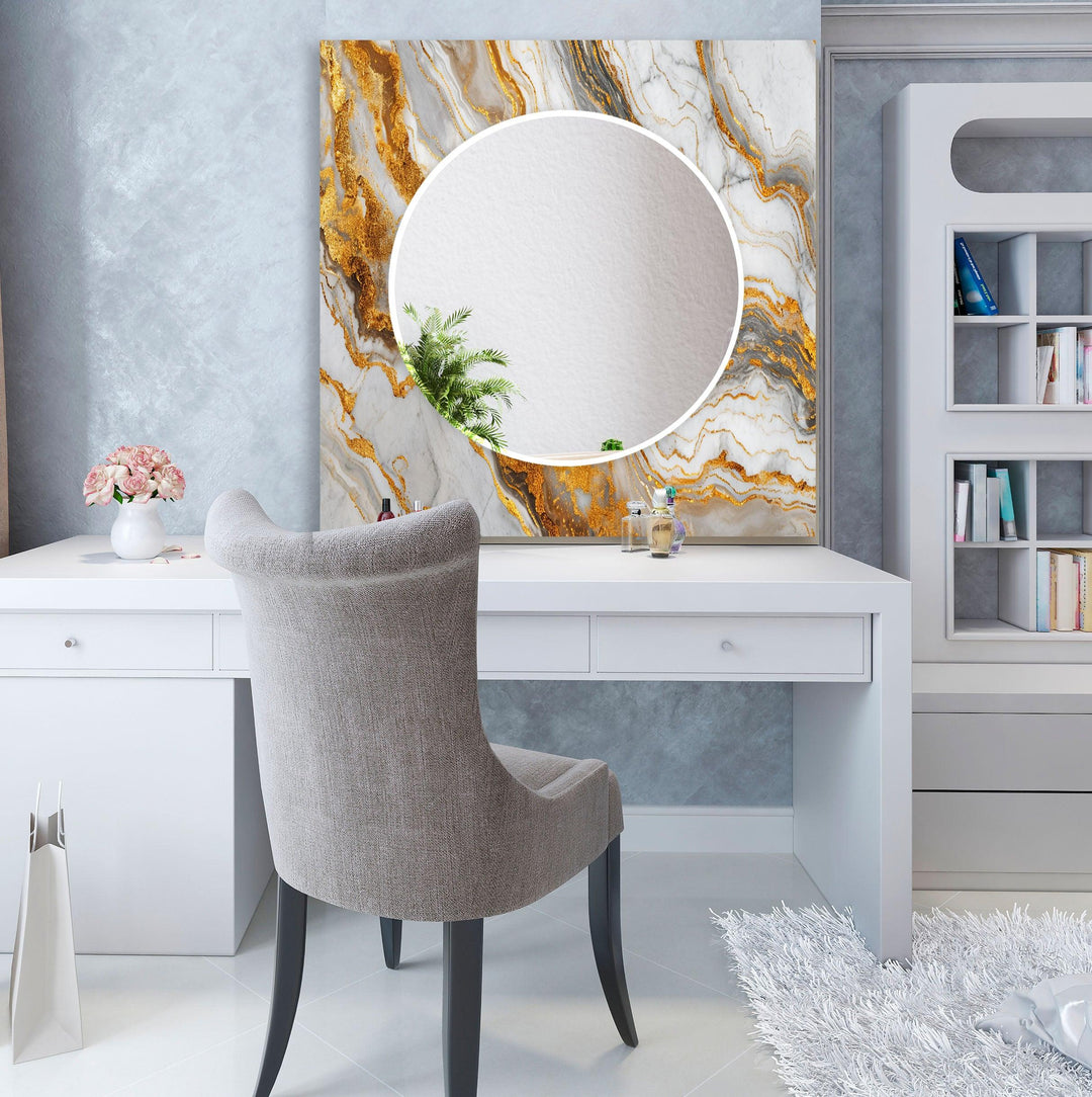 Gold & White Marble Wall Mirrors oversized wall mirrors
