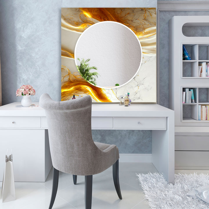 Golden Transition Marble Wall Mirror Living Room Mirror
