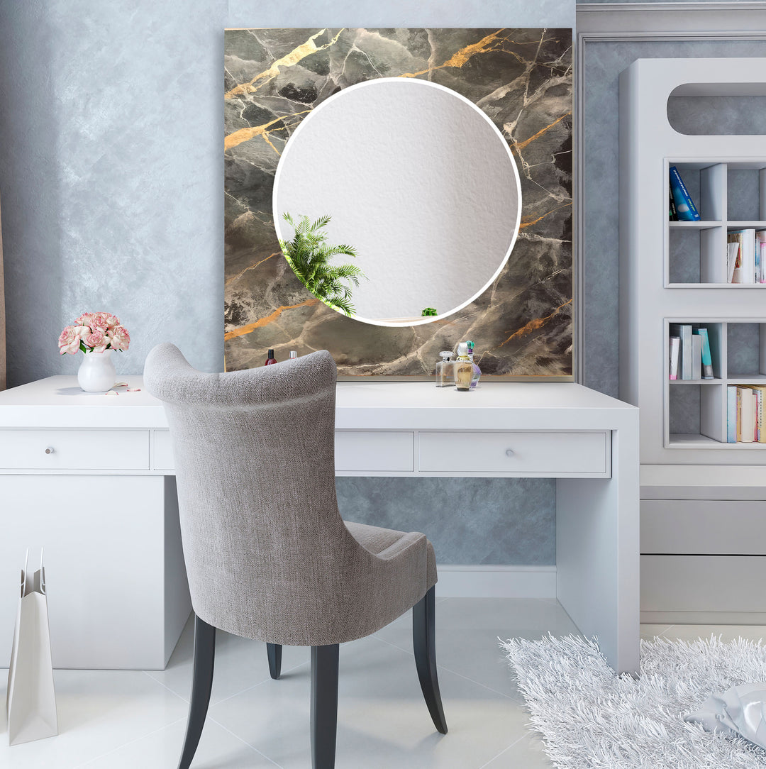 Grey Marble Wall Mirror Small Mirror
