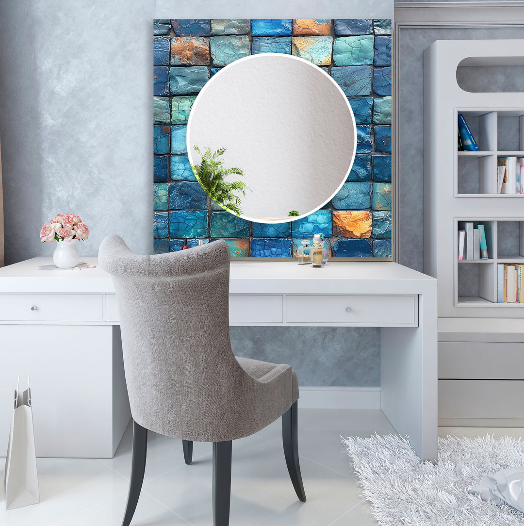 Blue Bricks Wall Mirror bathroom mirror with lights
