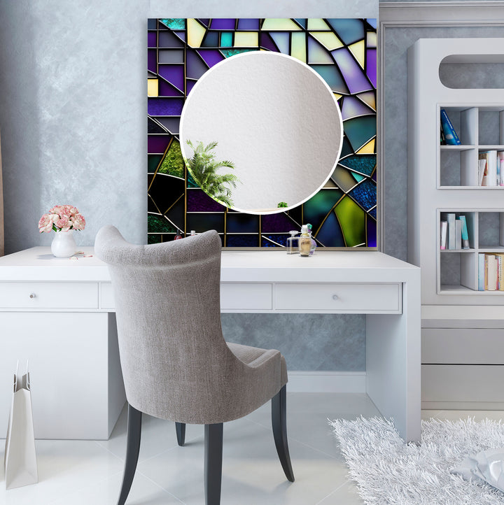 Purple and Black Stained Wall Mirror Rectangle Wall Mirror
