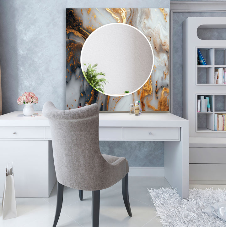 Golden Details White Marble Wall Mirror white mirror