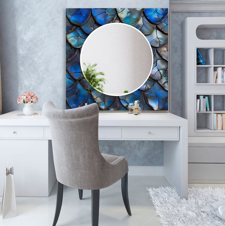 Blue Cracked Abstract Wall Mirror decorative mirrors
