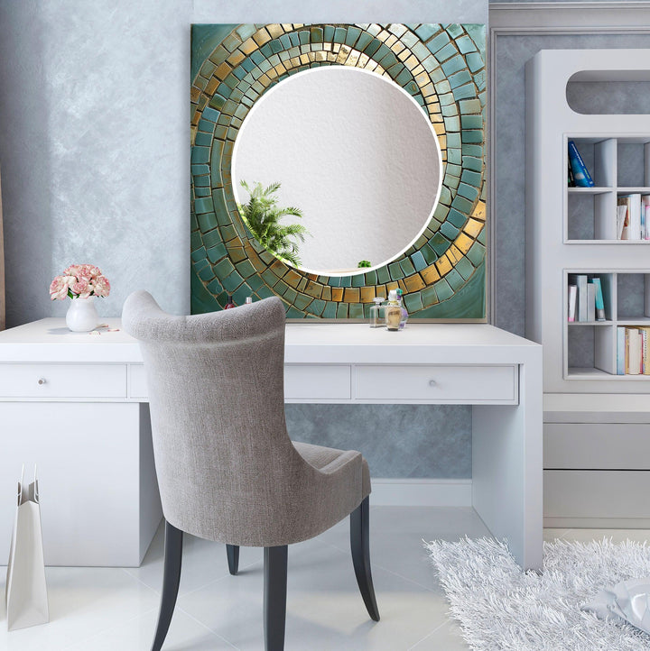 Green and Yellow Mosaic Wall Mirrors big wall mirror
