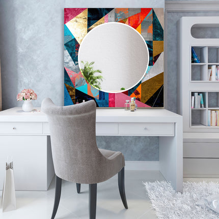 Colorful Geometric Abstract Tempered Glass Wall Mirror