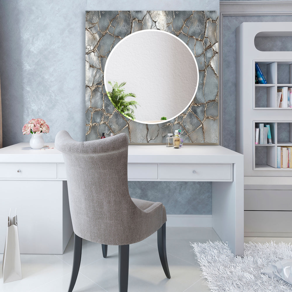 Gray Shiny Cracked Stone Wall Mirror biggest wall mirror
