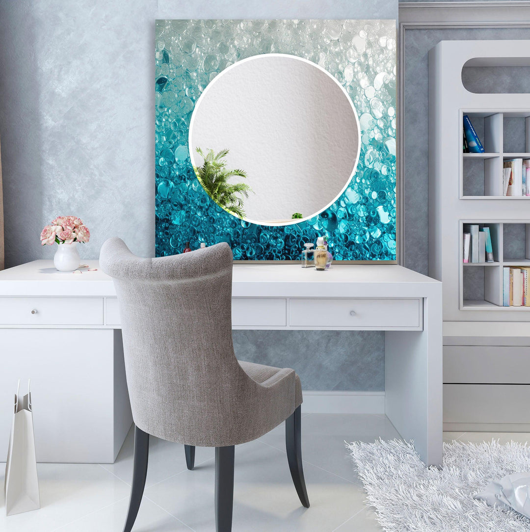 Blue Abstract Bubbles Wall Mirror white mirror
