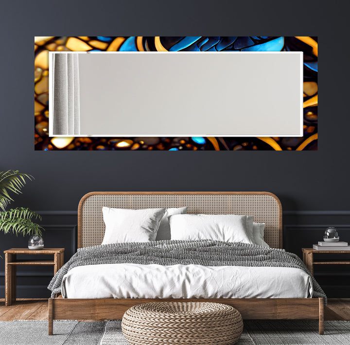 Black & Gold Stained Wall Mirror white framed mirror
