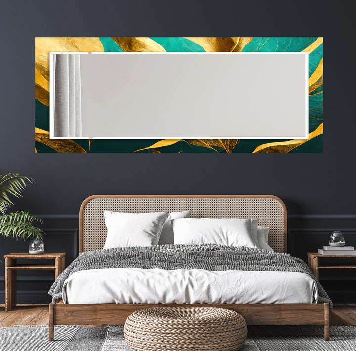 Green and Gold Abstract Wall Mirror mirrors in black
