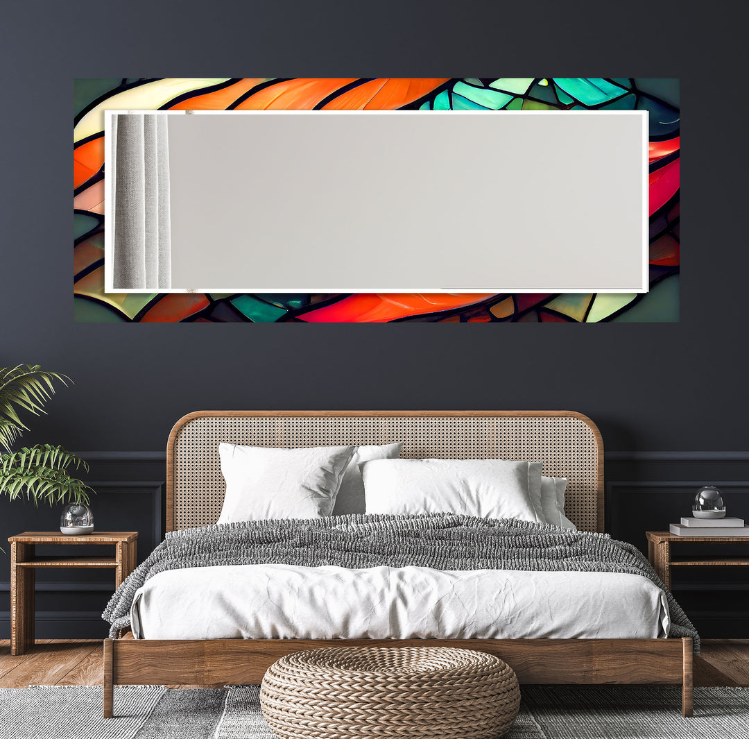 Orange & Green Round Wall Mirror Bedroom Wall Mirror
