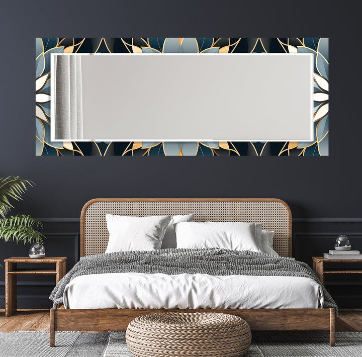 Dark Blue Leaves Wall Mirror living room mirror
