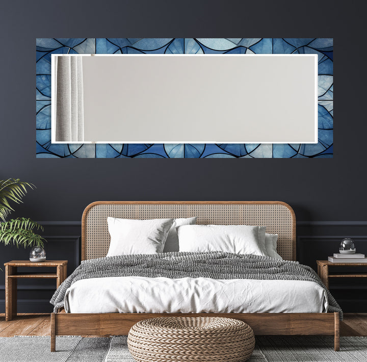 Mosaic Blue Wall Mirror white mirror
