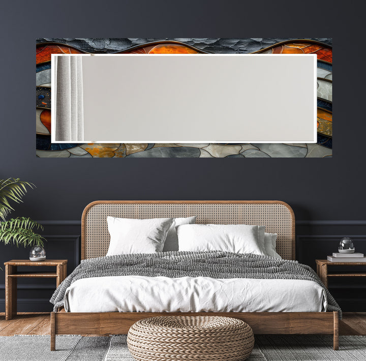 Marble Effect Orange Abstract Wall Mirror Green Wall Mirror
