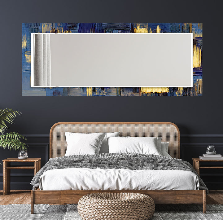 Blue & Yellow Painting Wall Mirror mirrors in black
