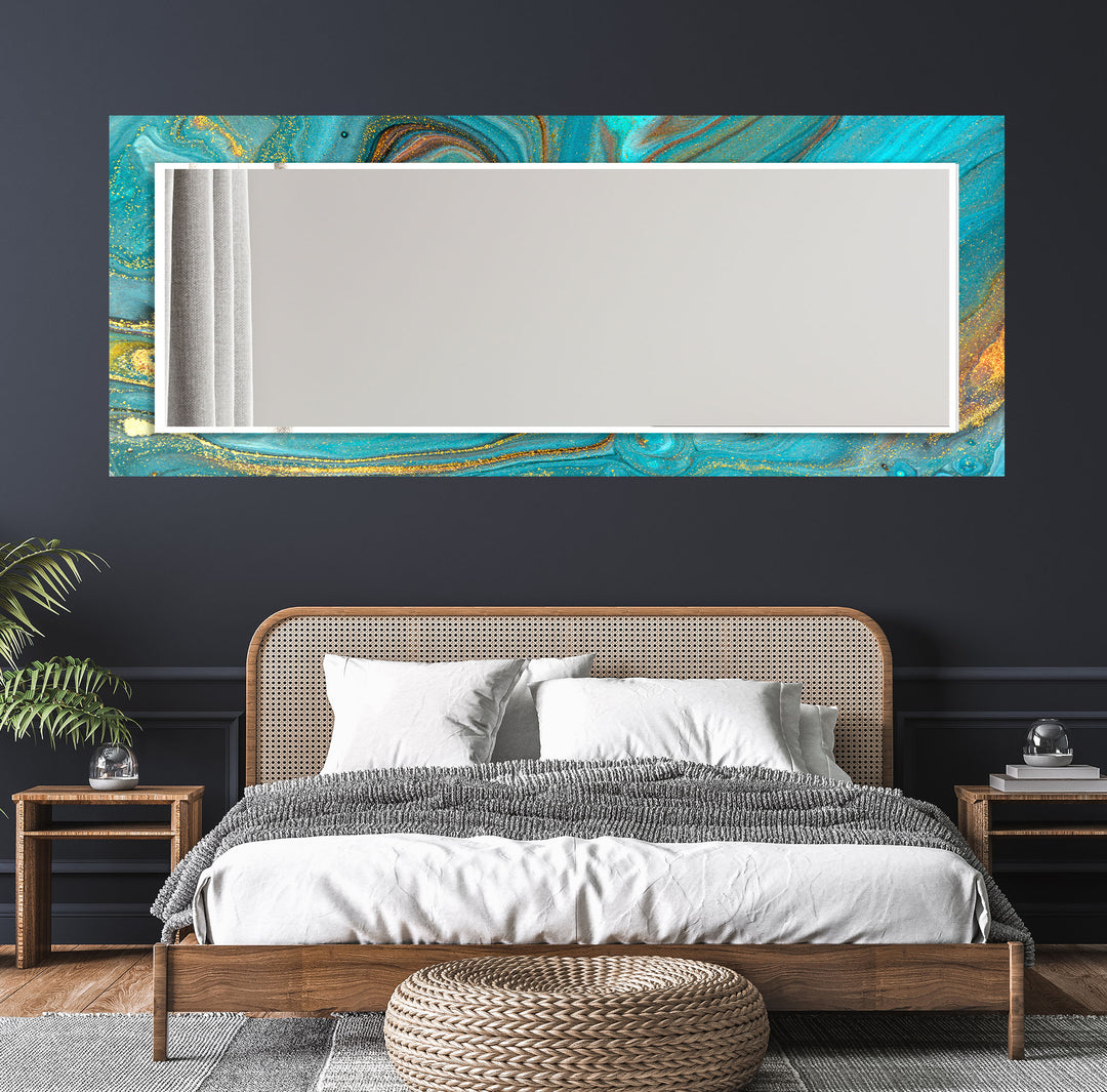 Turquoise & Gold Wall Mirror Modern Wall Mirror
