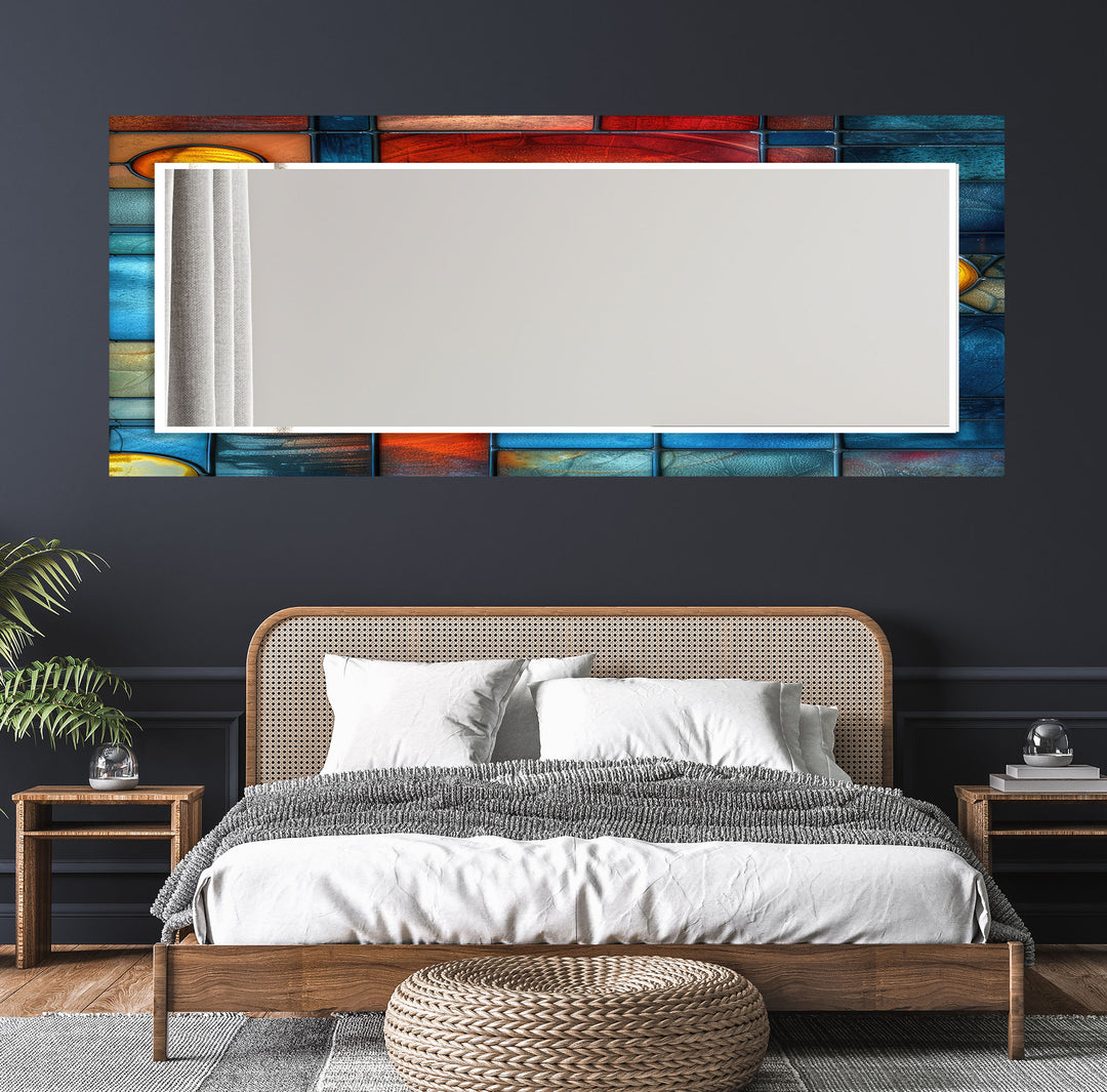 Blue and Red Stained Wall Mirrors Abstract Mirror
