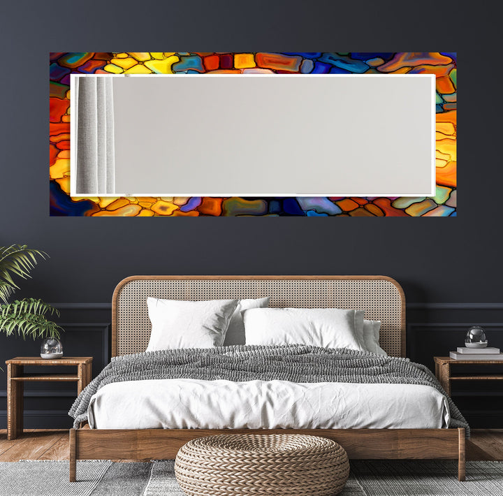 Yellow & Red Stained Wall Mirror Abstract Wall Mirror
