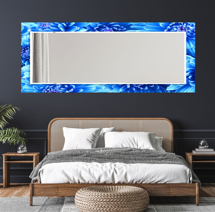 Vivid Blue Flowers Wall Mirror