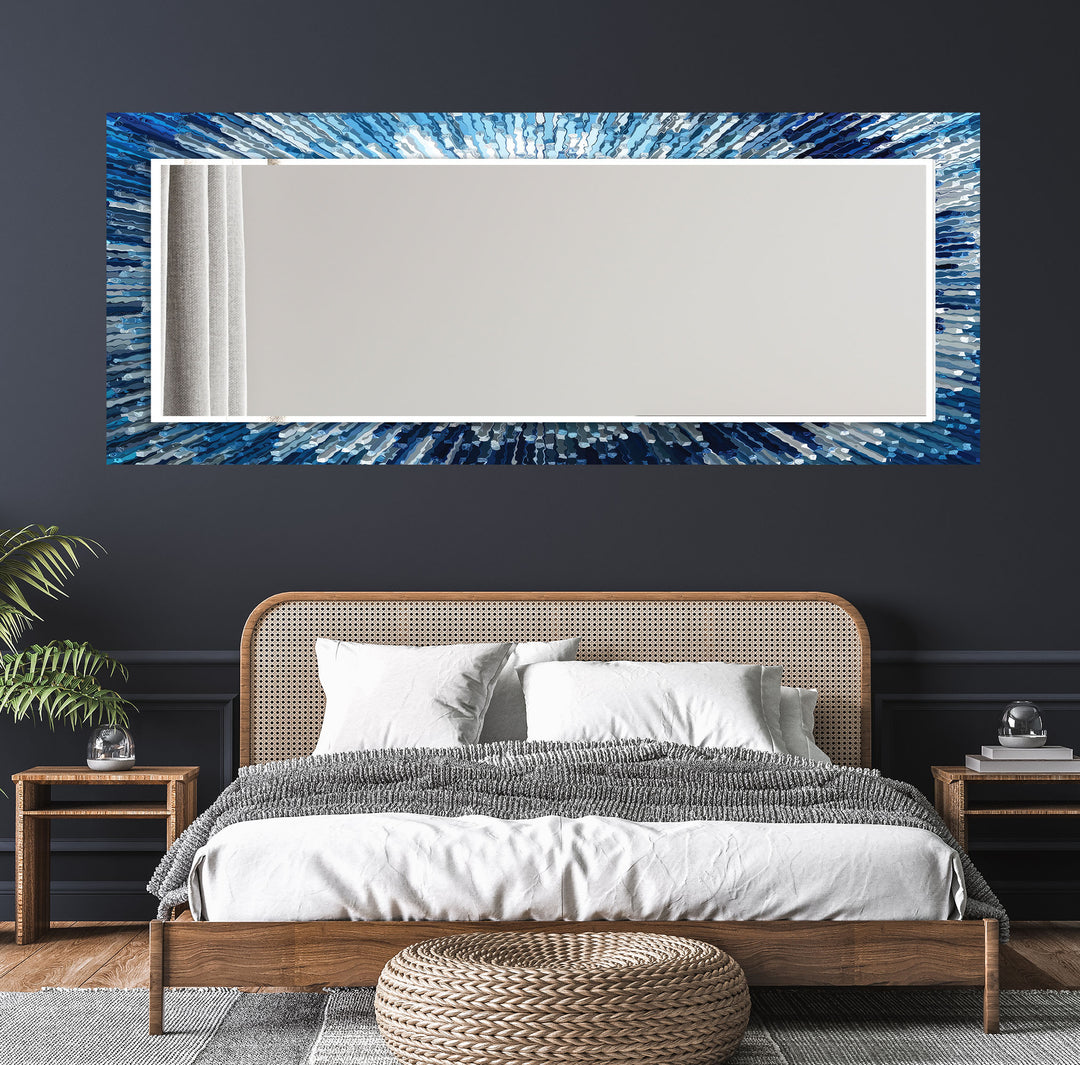 Blue White Splash Round Wall Mirror wall decorative mirror
