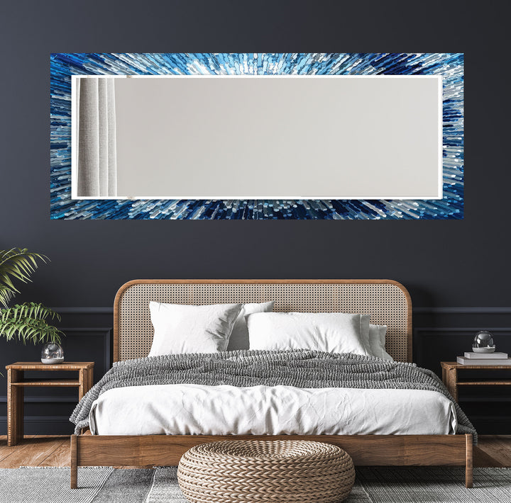 Blue White Splash Round Wall Mirror wall decorative mirror
