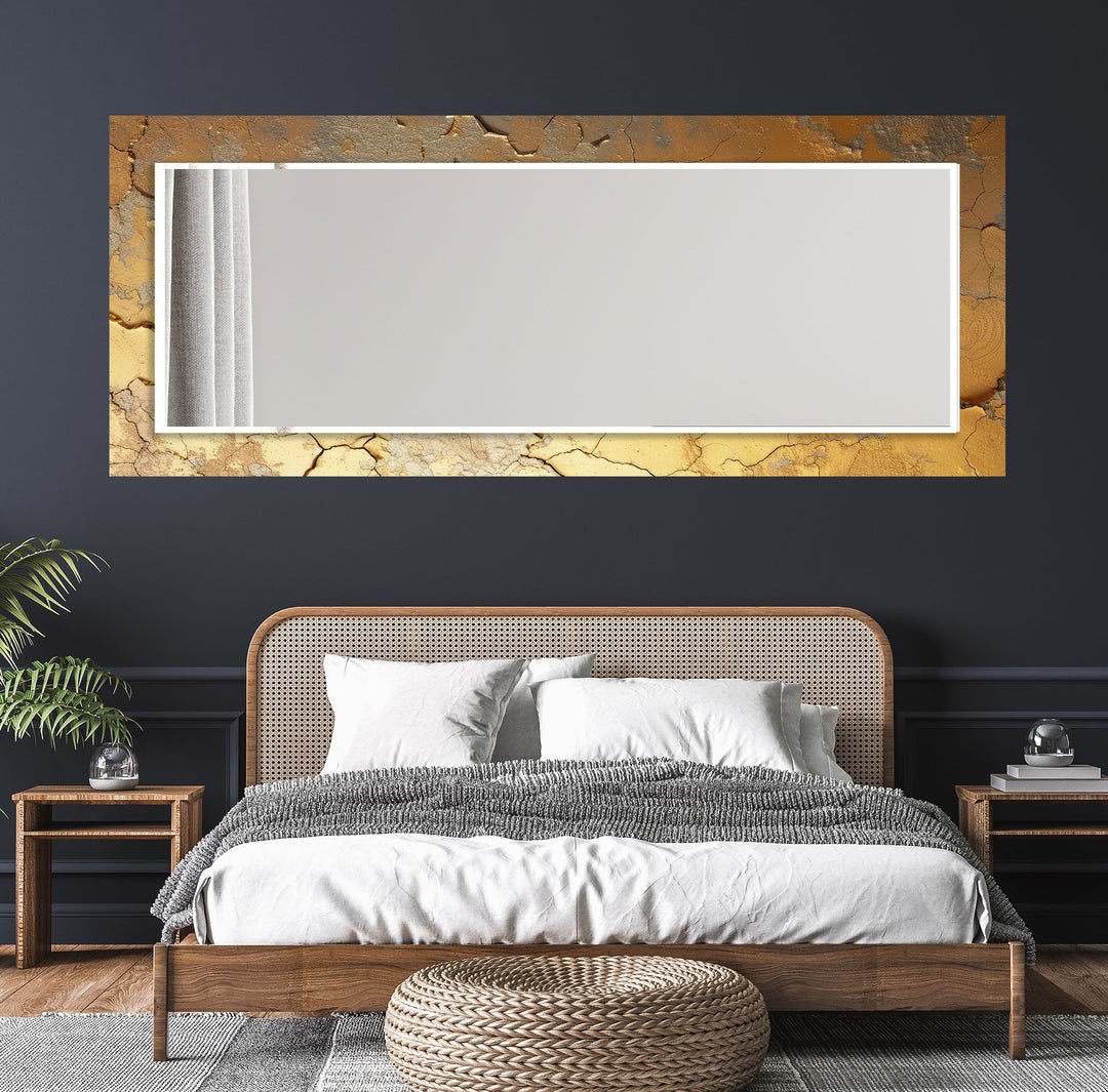 Gold Abstract Cracked Wall Mirror gold frame mirror
