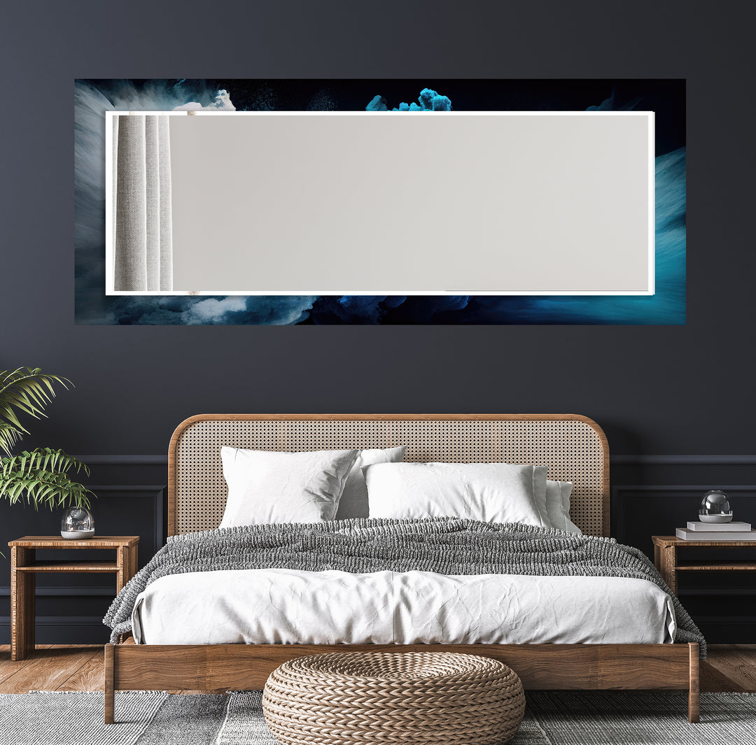 Blue White Smoke Wall Mirror Full Length Mirror Modern Wall Mirror
