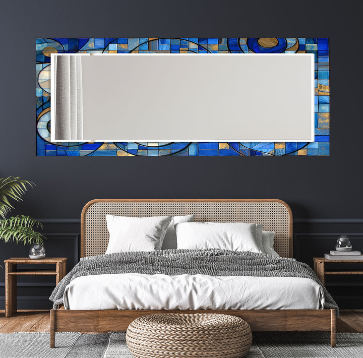 Geometric Blue Wall Mirror decorative mirrors
