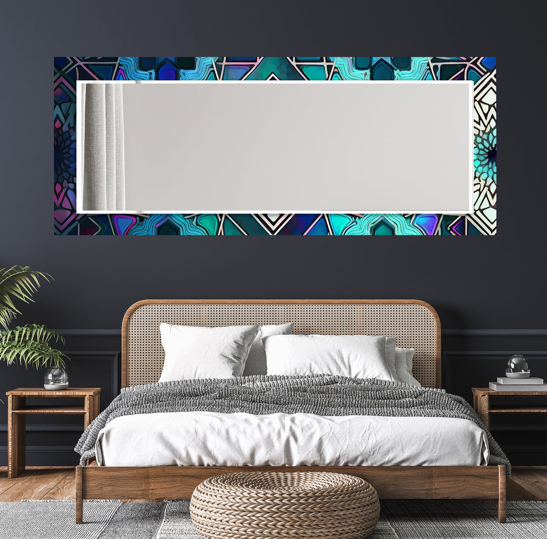 Dark Blue Design Abstract Wall Mirror Red Mirror
