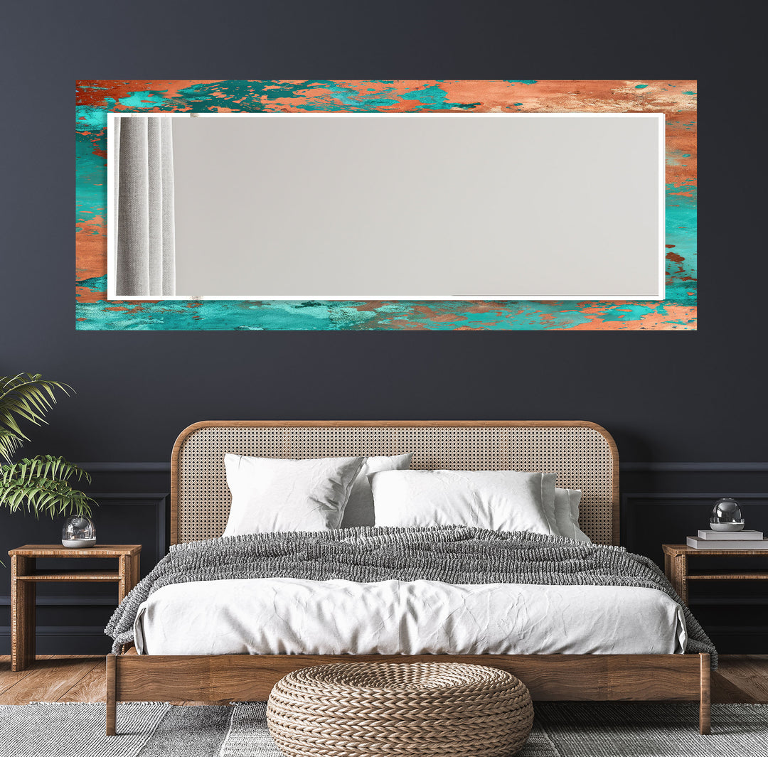 Green Abstract Copper Wall Mirror Framed Mirror
