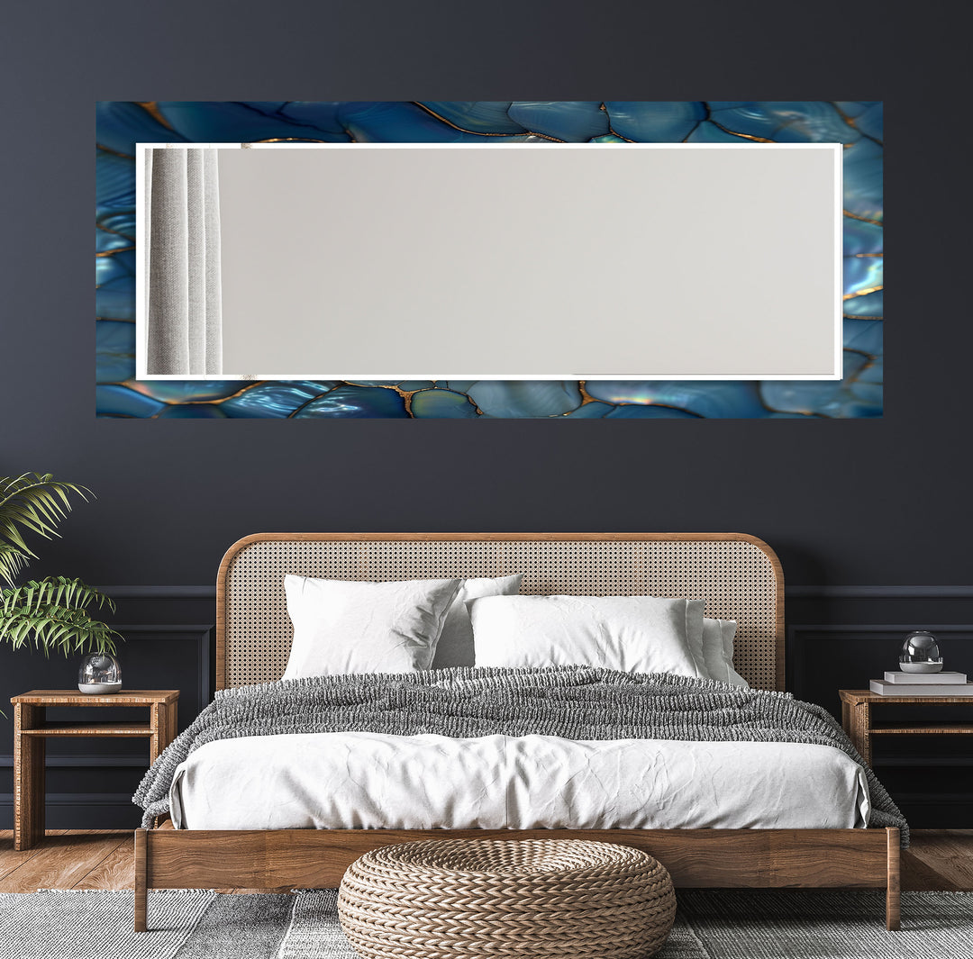 Cracked Blue & Golden Wall Mirror Large Wall Mirror
