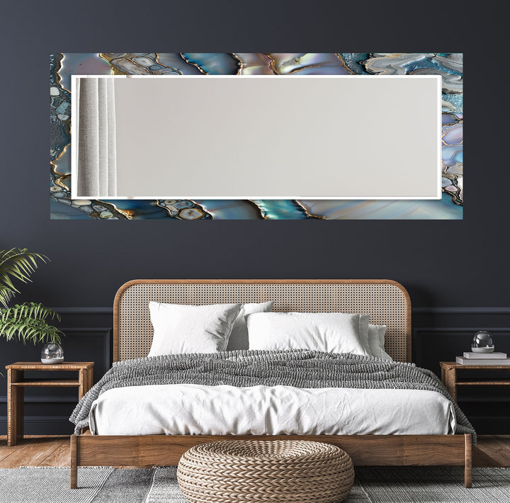 Blue And Purple Marble Wall Mirror Rectangle Wall Mirror
