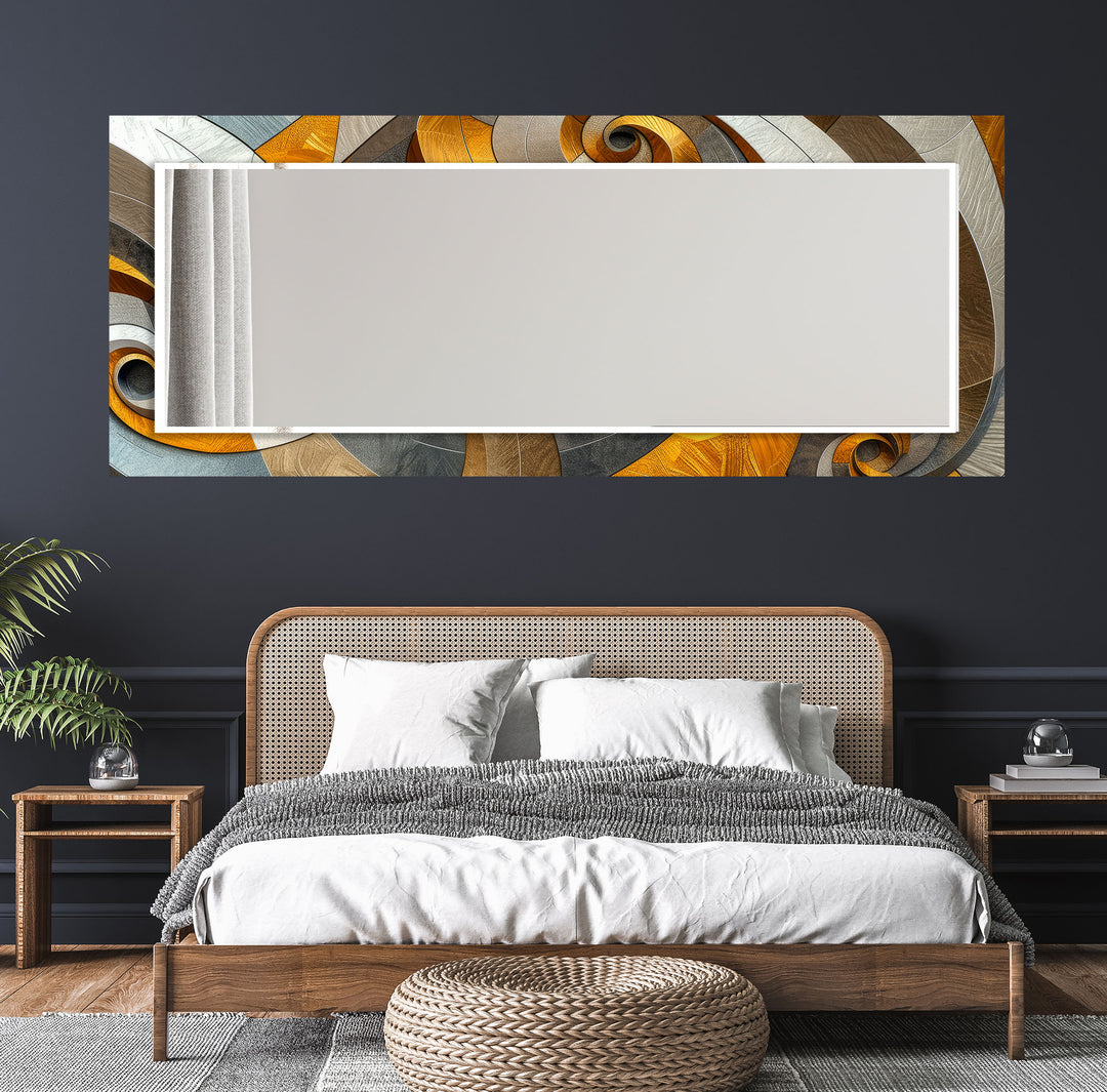 Brown Orange Fractal Wall Mirror Bedroom Mirror
