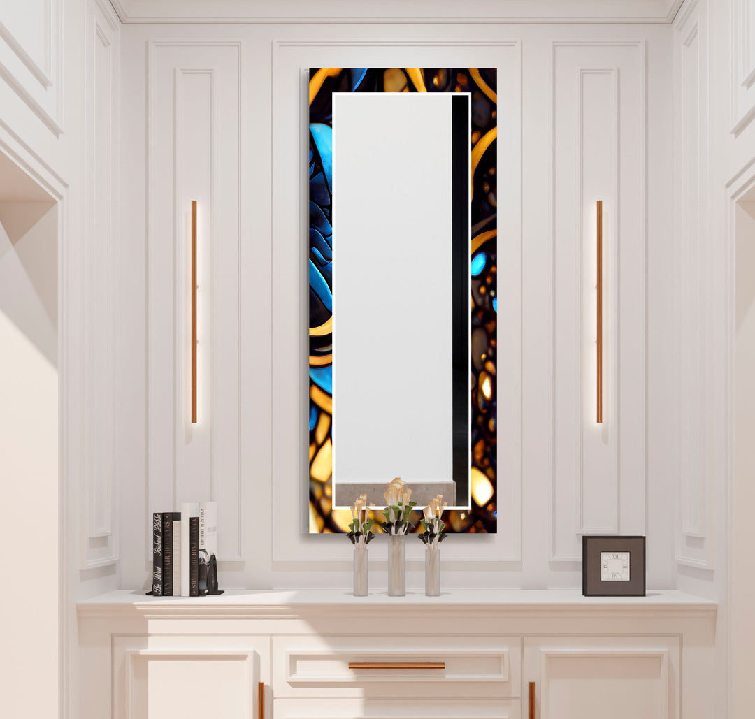 Black & Gold Stained Wall Mirror white mirror
