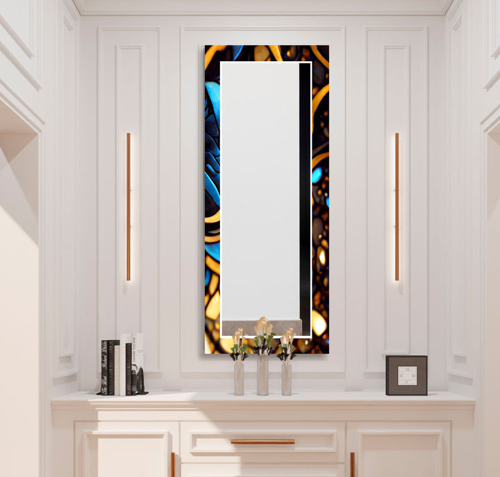 Black & Gold Stained Wall Mirror white mirror
