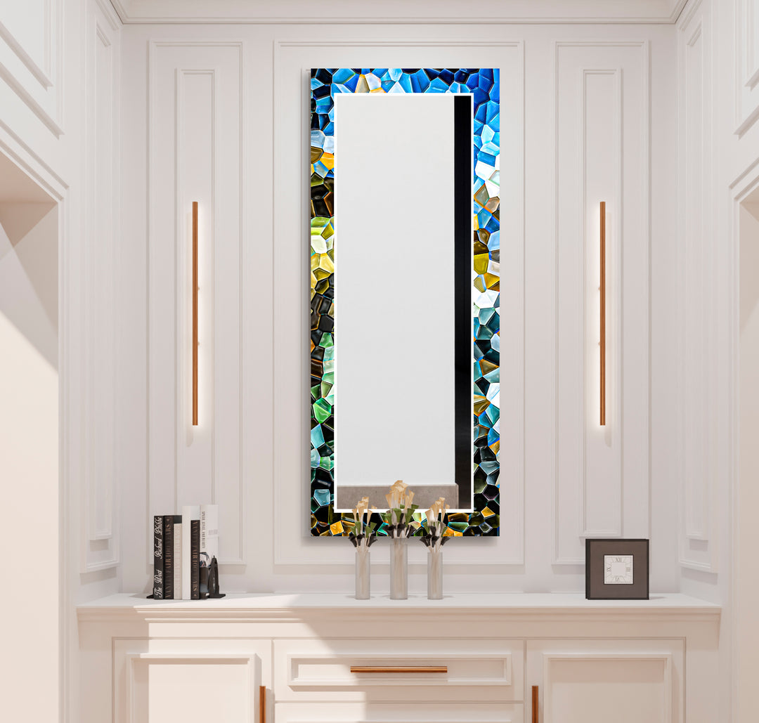 Mosaic Blue Wall Mirror Green Mirror	
