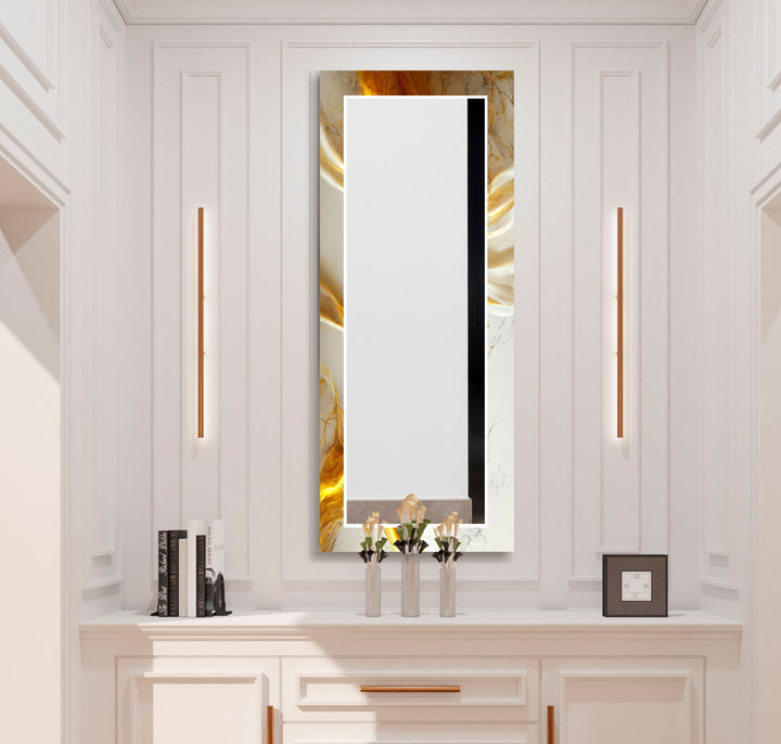 Golden Transition Marble Wall Mirror Square Mirror
